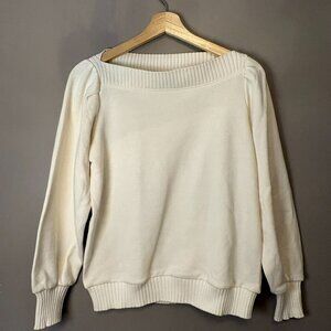 LOFT Versa cropped boatneck blouson sweater small ribbed normcore minimalist